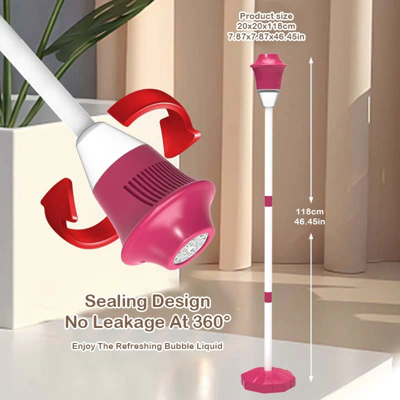 BubbleStorm street-lamp bubble machine shown on its full-height pole and base