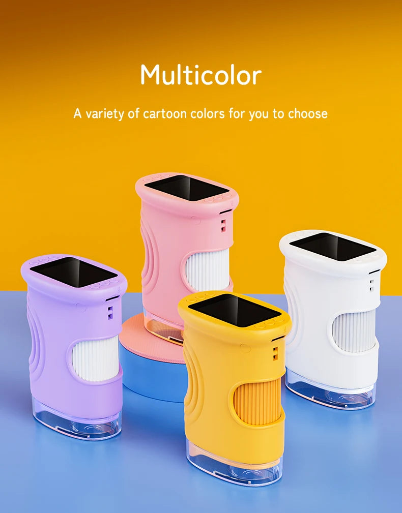DiscoverScope colour options in pink, purple, white and yellow