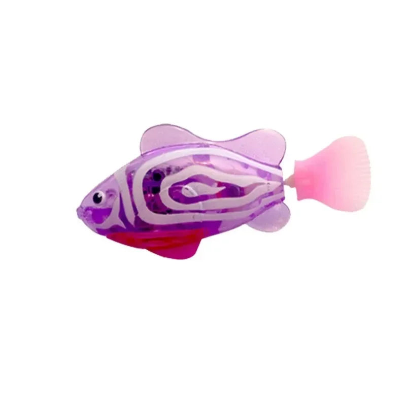 Purple striped AquaPet robotic swimming fish with pink tail fin