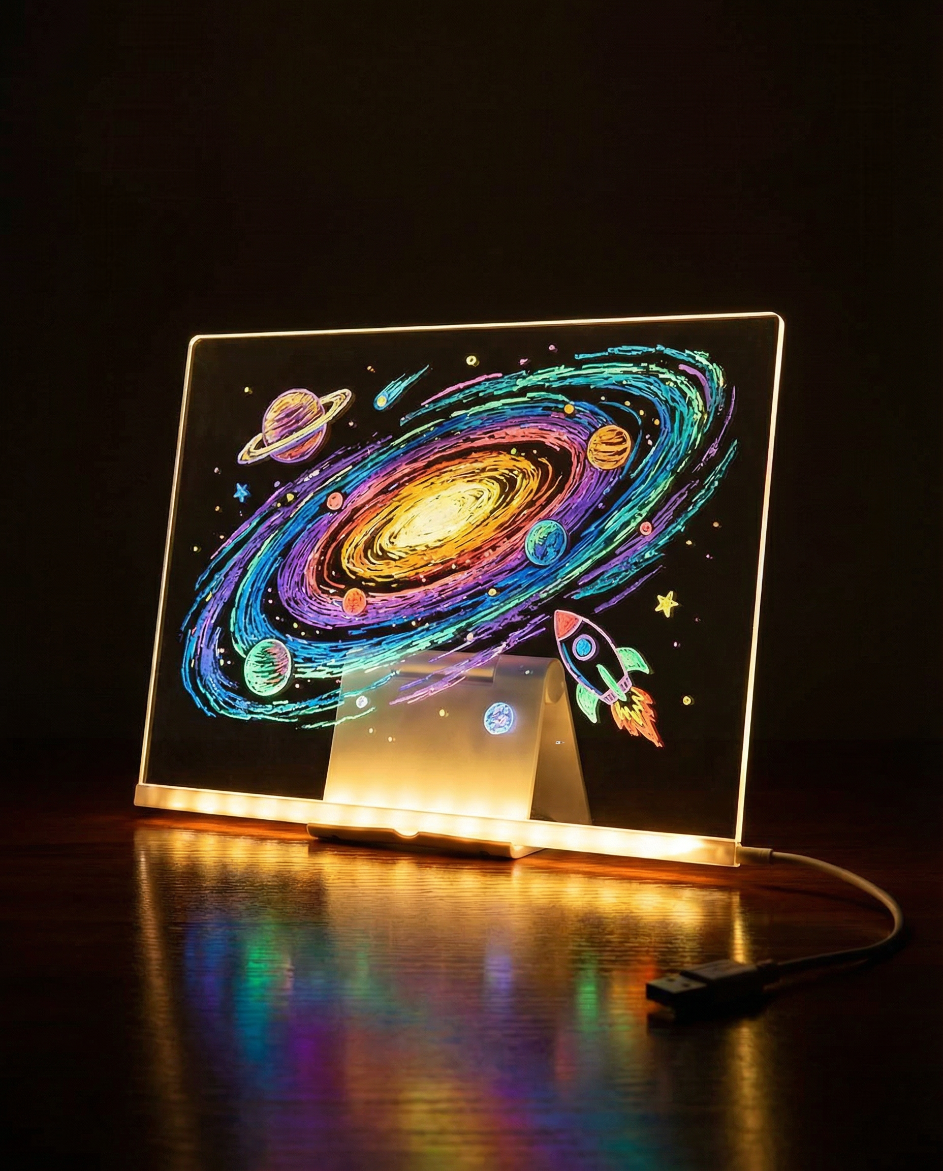 GlowBoard™ LED Drawing Board — Light-Up Message & Art Board with Colour Pens for Kids