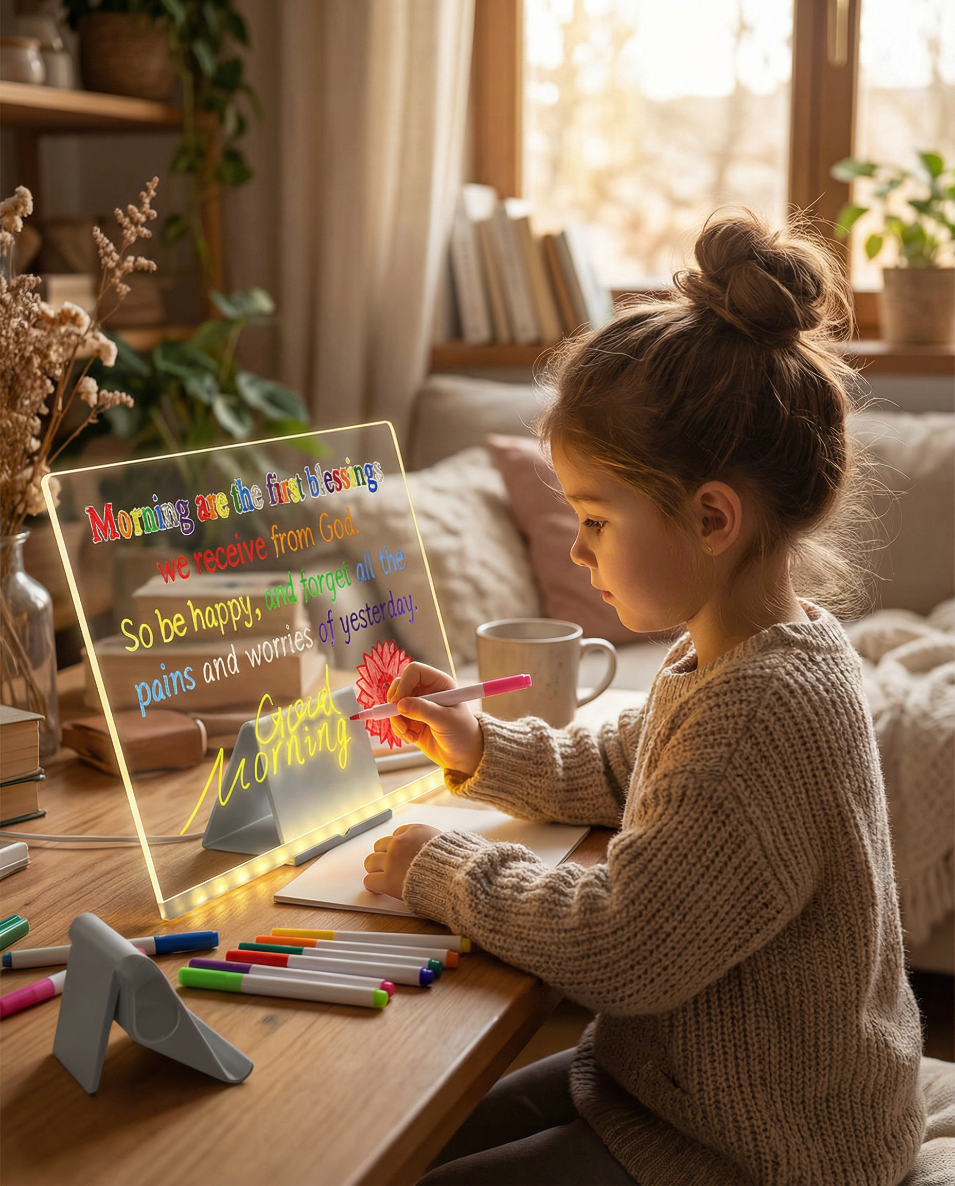 GlowBoard™ LED Drawing Board — Light-Up Message & Art Board with Colour Pens for Kids