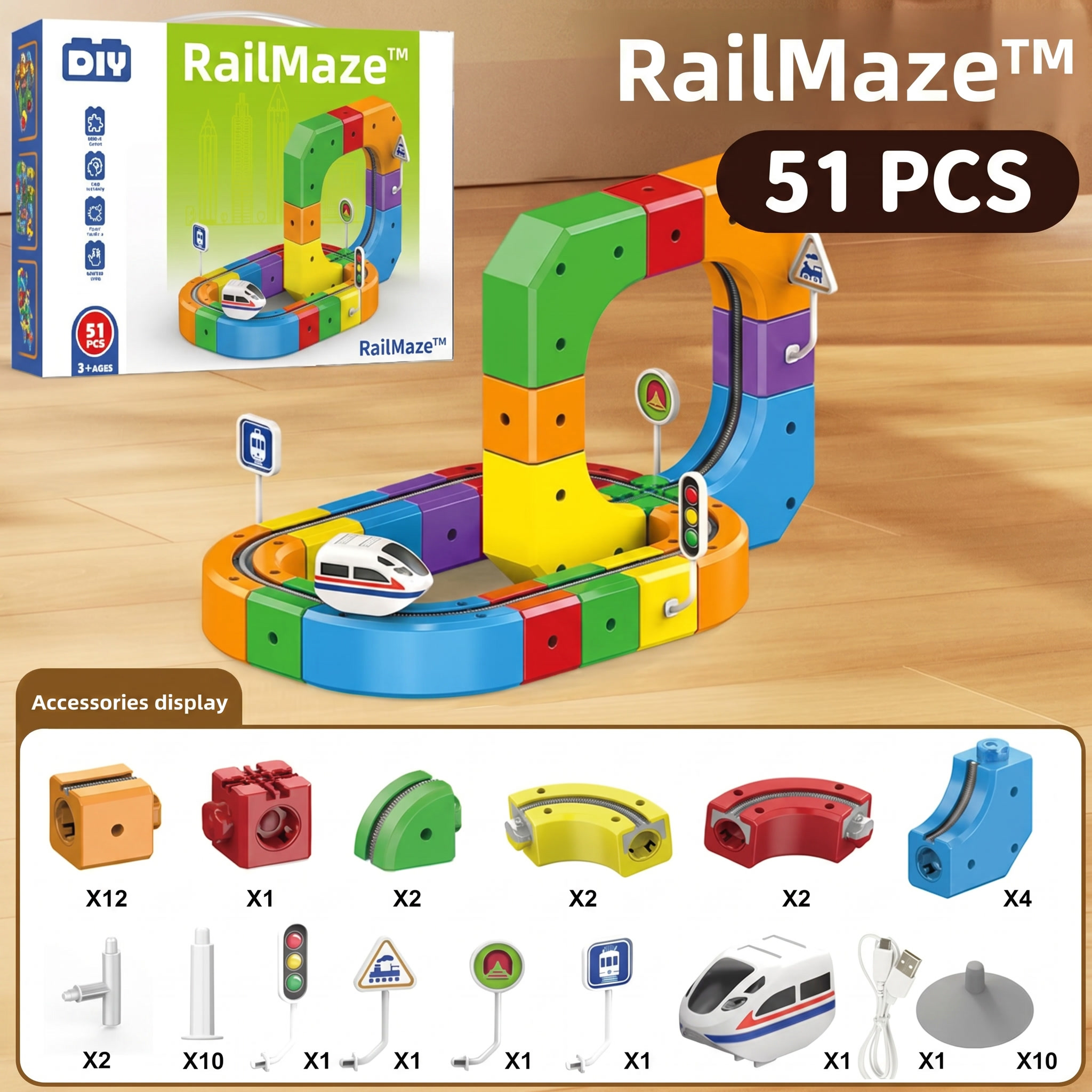 RailMaze™ Magnetic 3D Train Track Set for Kids