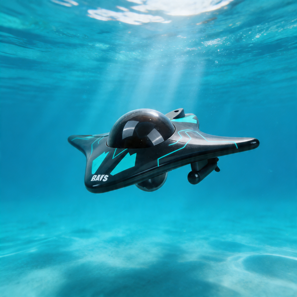 AquaSpy RC submarine gliding underwater beneath the surface