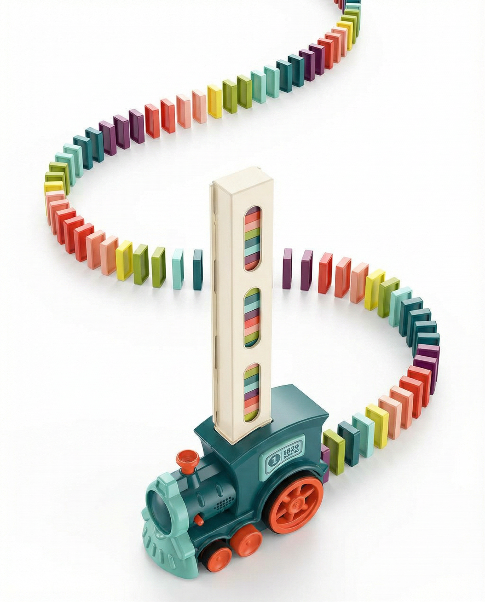 DominoExpress™ Automatic Domino Train Set — Self-Laying Domino Builder for Kids