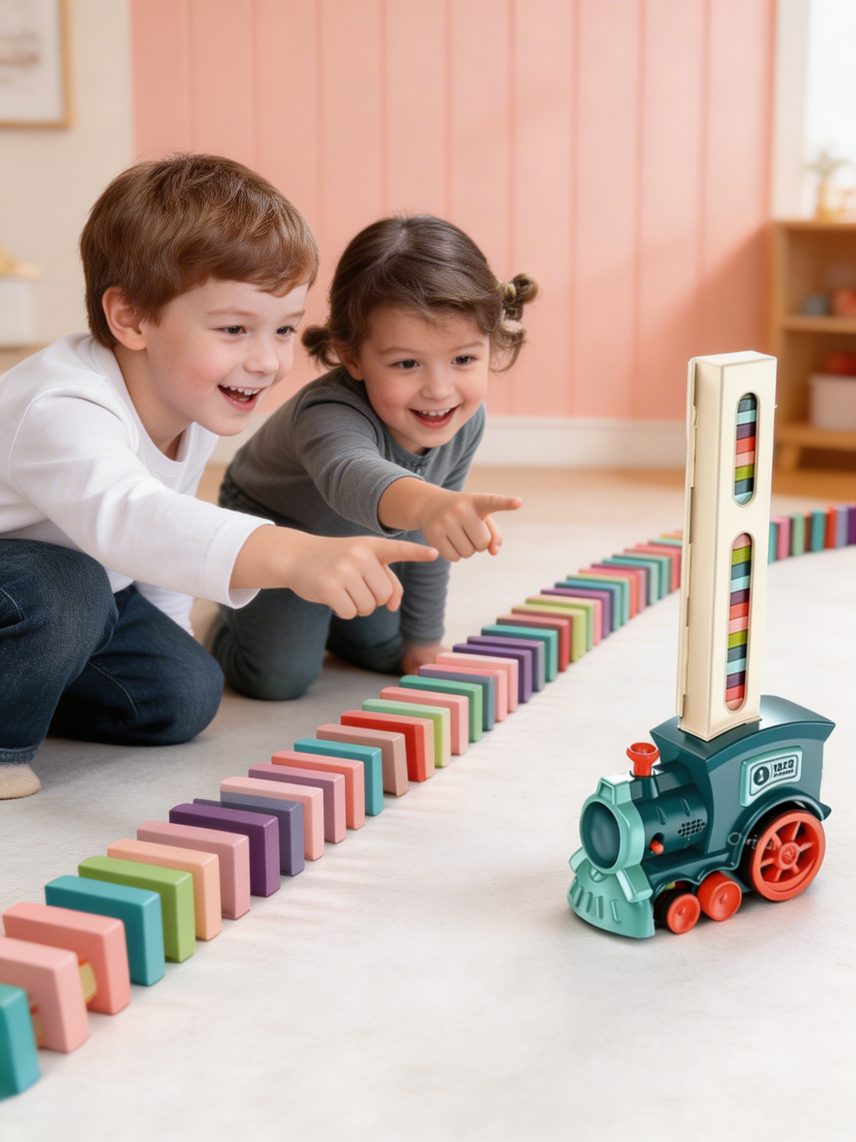 DominoExpress™ Automatic Domino Train Set — Self-Laying Domino Builder for Kids